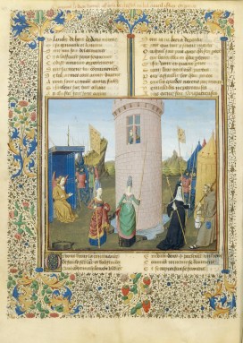 Le roman de la rose, Attaque du château de Jalousie, manuscrit 3ème quart du XVe / Bnf