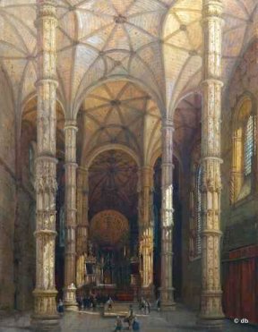 Adrien Dauzats, Nef de l église du monastère de Belem à Lisbonne, vers 1838 © Musée des Beaux-Arts de Dole, cl. Henri Bertand