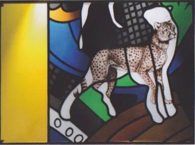 Jean-Michel Alberola et atelier Duchemin, Le guépard, Verrière de la Création (détail) 2002, Nevers, cathédrale Saint-Cy- et-Sainte-Julitte © Mark Walter