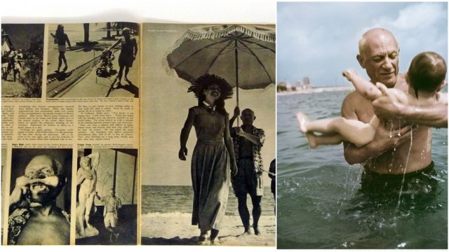 Illustrated, 1948/Photo db - Pablo Picasso joue dans l’eau avec son fils Claude près de Vallauris, France 1948 © Robert Capa/International Center of Photography /Magnum Photos